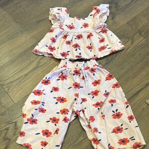 Zara Floral Ruffle Top and Pants Set